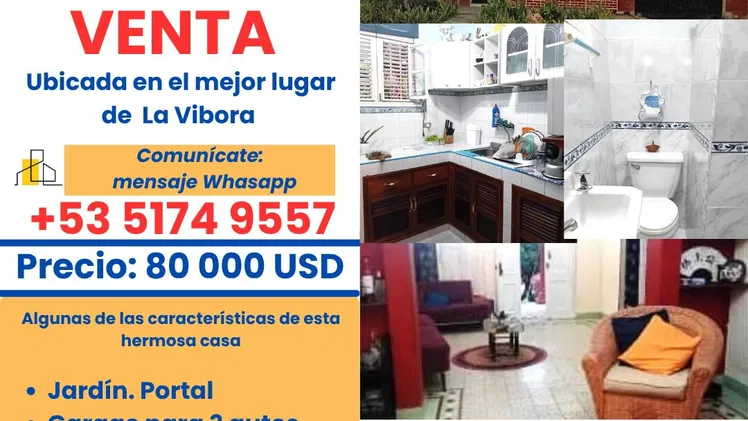 CASA EN LA VÍBORA 3 HABITACIONES GARAJE PARA 3 CARROS
