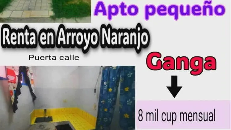 Renta de un cuartito en 8 mil cup es lineal,pequeño pero acogedor en arroyo naranjo,es puerta calle