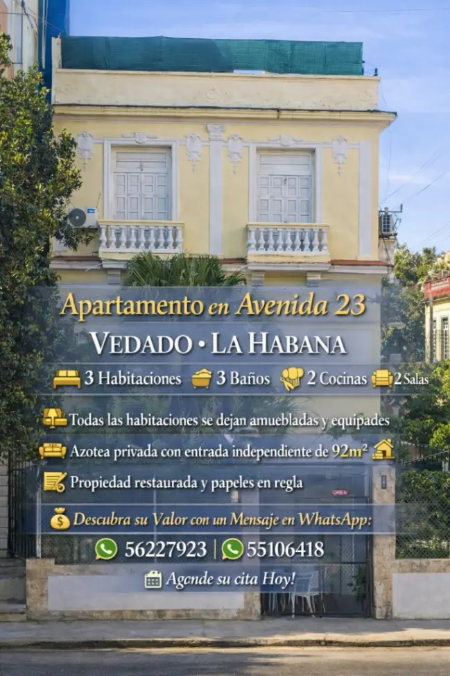 🏡  📍 Dirección: Calle 23 entre 8 y Montero Sánchez, Vedado, La Habana.